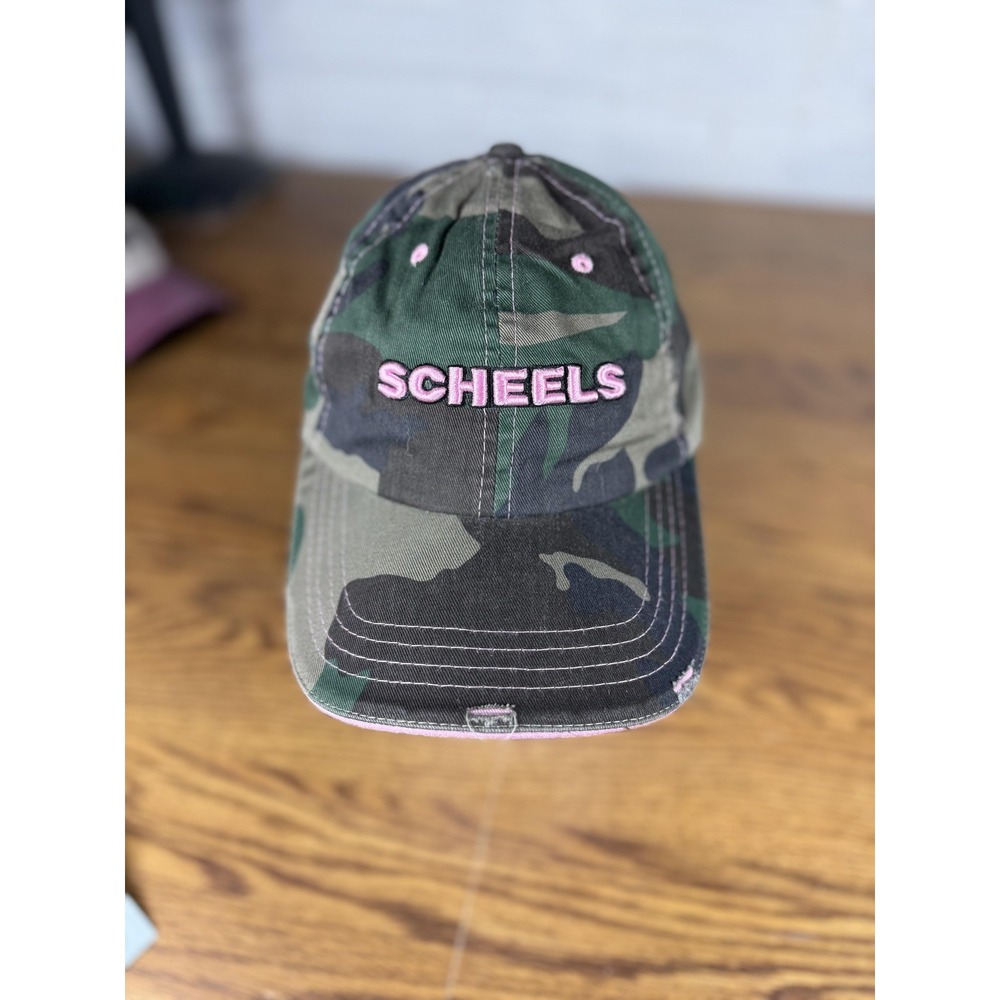 SCHEELS Hat Cap Strap Back Womens‎ One Size Camo Green Pink Embroidered 1902